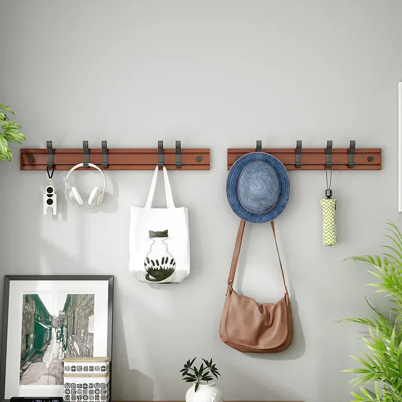 porte-manteau nordique en bambou avec crochets muraux - vue 5 sur 9