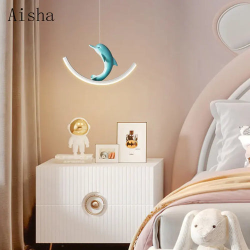 suspension lumineuse dauphin ours pour chambre enfant - vue 4 sur 9