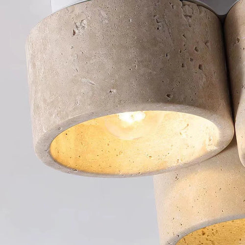 plafonnier en marbre naturel lampe suspendue pierre - vue 6 sur 7