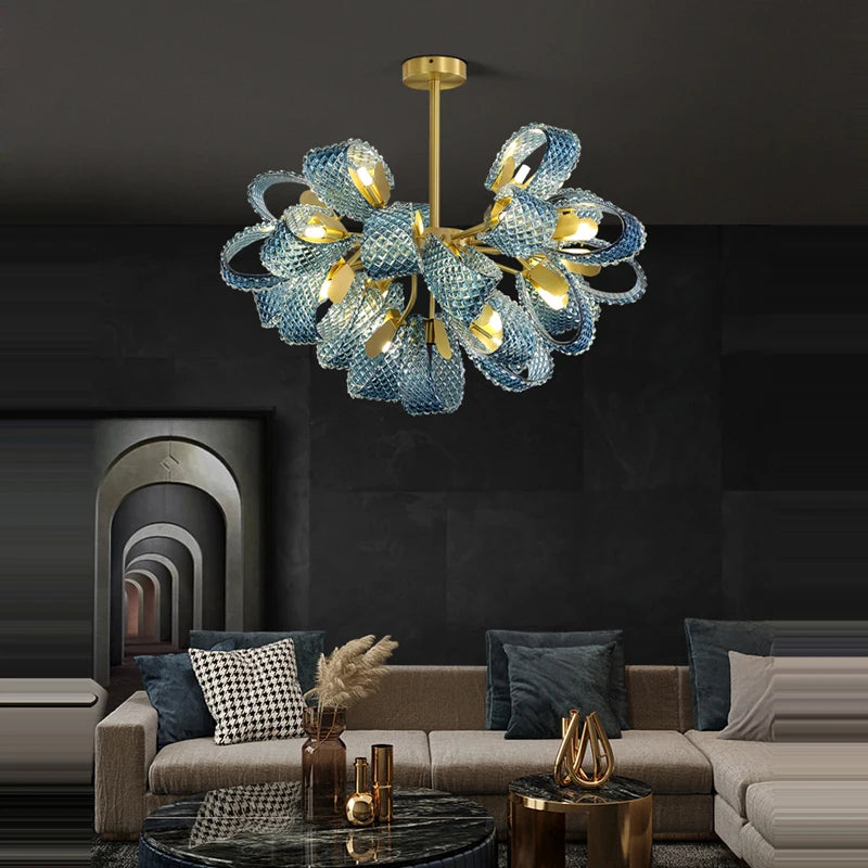 lustre suspendu en verre cristal éclairage moderne pour intérieur - vue 6 sur 21