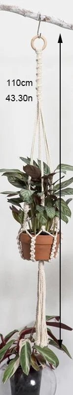 support de plante en macramé suspendu fait main en coton naturel - vue 15 sur 23