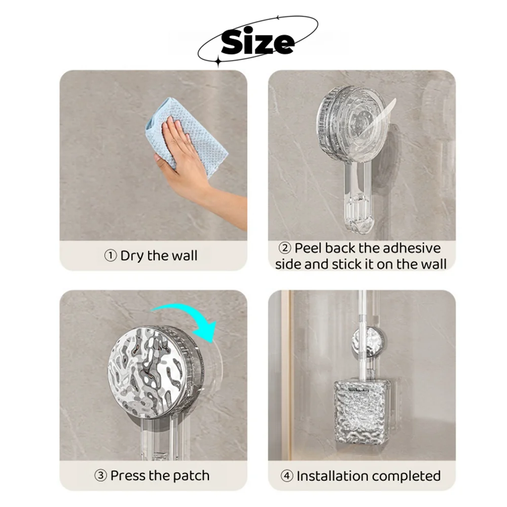 brosse de toilette à ventouse motif glacier avec long manche et fixation murale - vue 7 sur 8