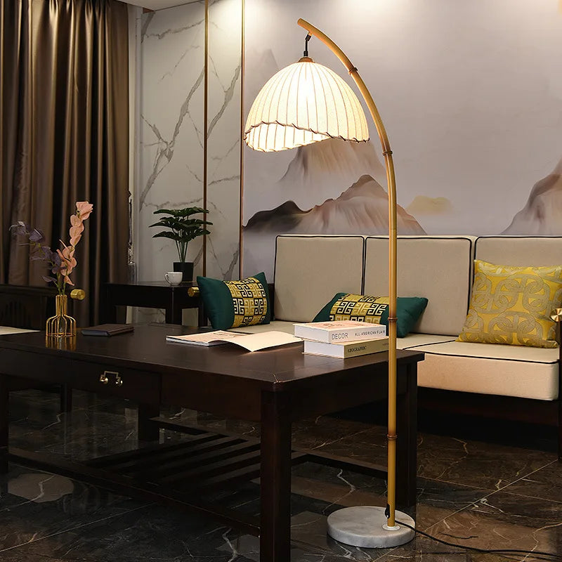 Wabi Sabi toile abat-jour lampadaire LED nordique bambou Design métal lampadaire nordique minimalisme salon Lustre lampe - vue 6 sur 8