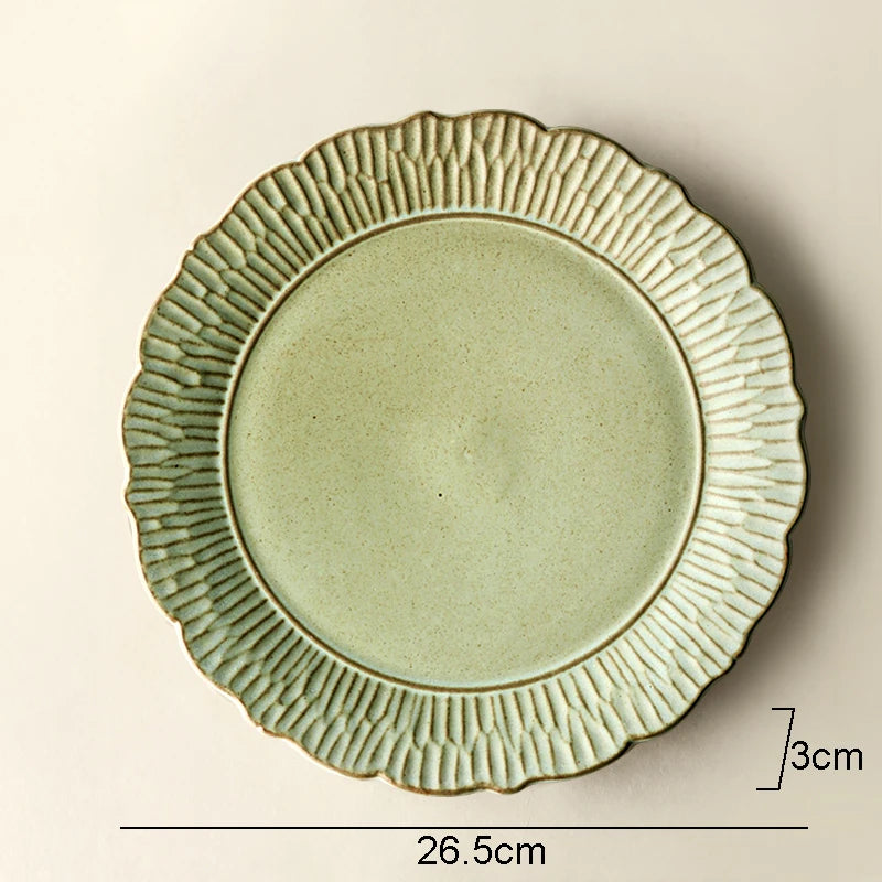 Assiettes plates céramique relief rétro vaisselle restaurant