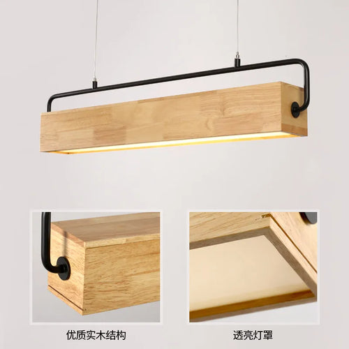 suspension led en bois du japon style nordique moderne - vue 4 sur 6