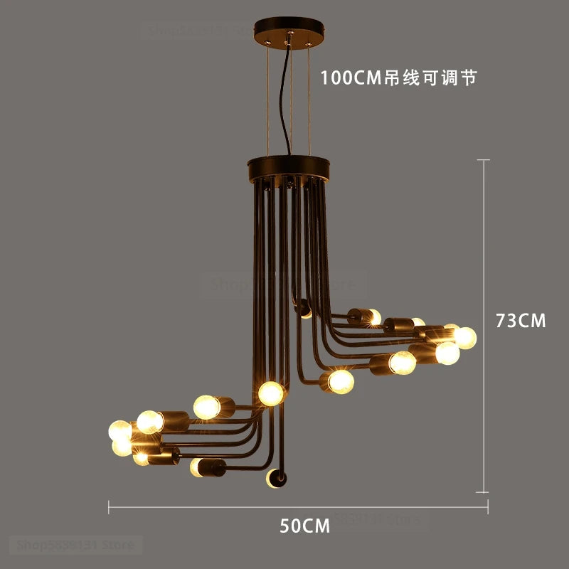 lustre moderne à LED style nordique pour loft et restaurant - vue 10 sur 11