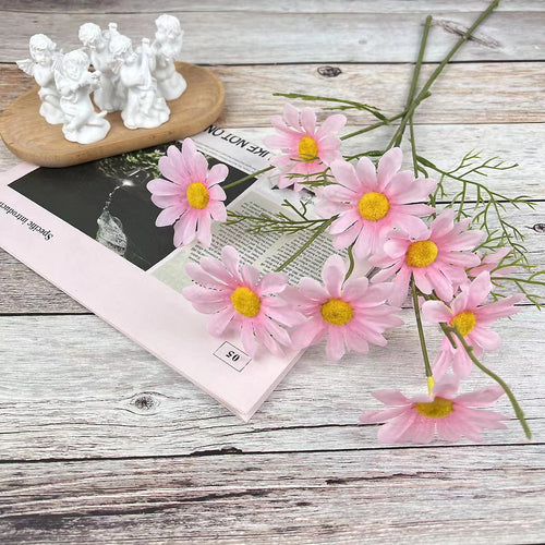 5 têtes de marguerites blanches fleurs artificielles pour décorations festives - vue 12 sur 11