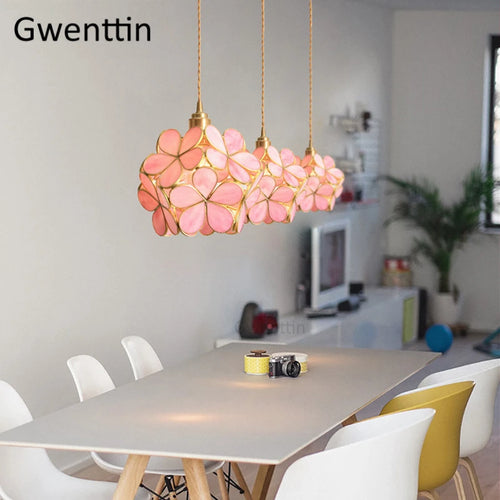 suspension en verre florale style art déco pour intérieur élégant - vue 3 sur 11