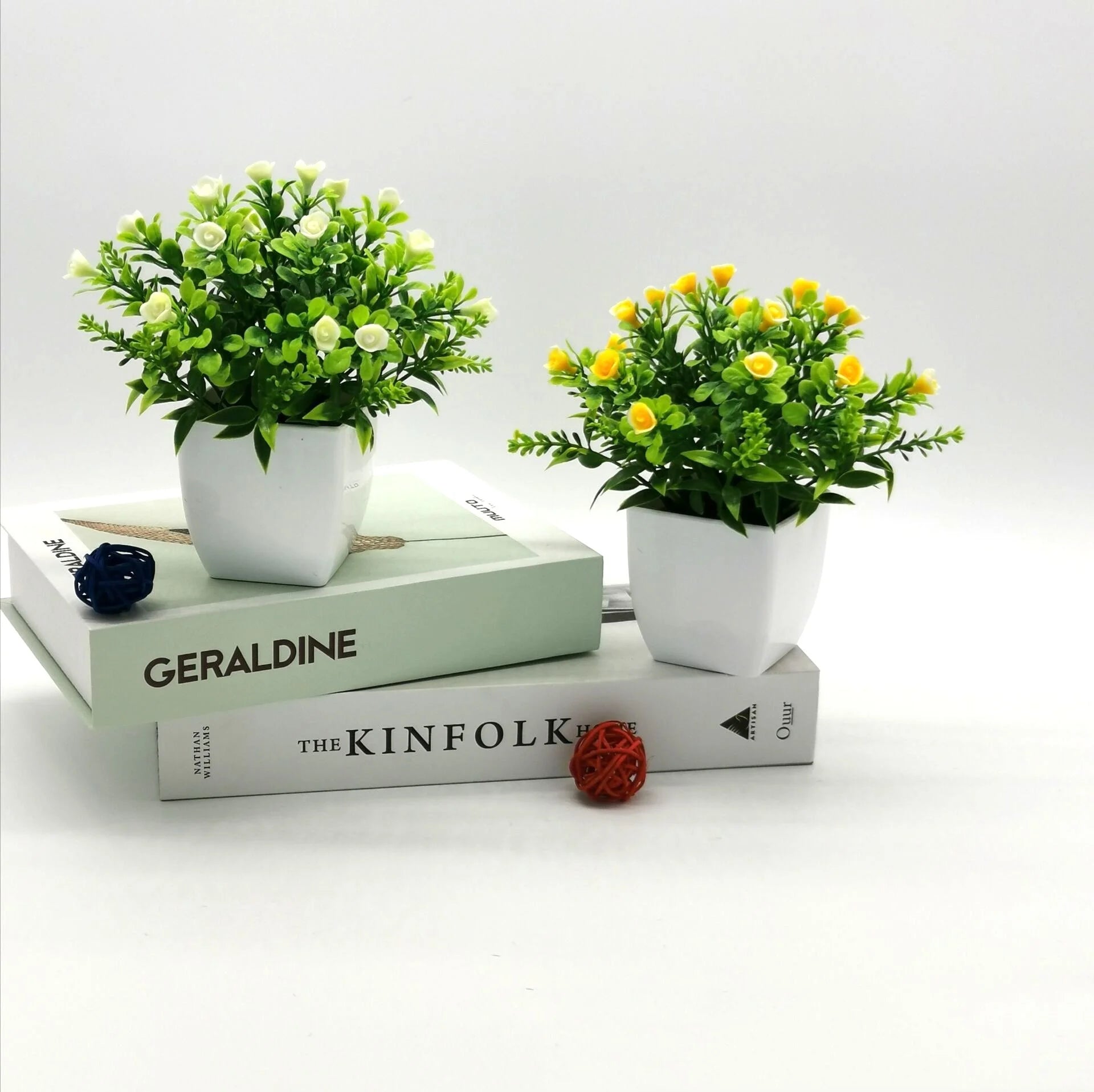 petite rose en pot bonsaï décoration plantes artificielles pour intérieur - vue 5 sur 12