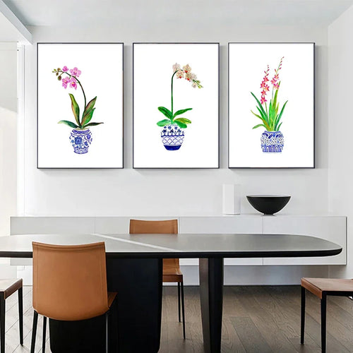 vase aquarelle art mural nordique pour décoration intérieure