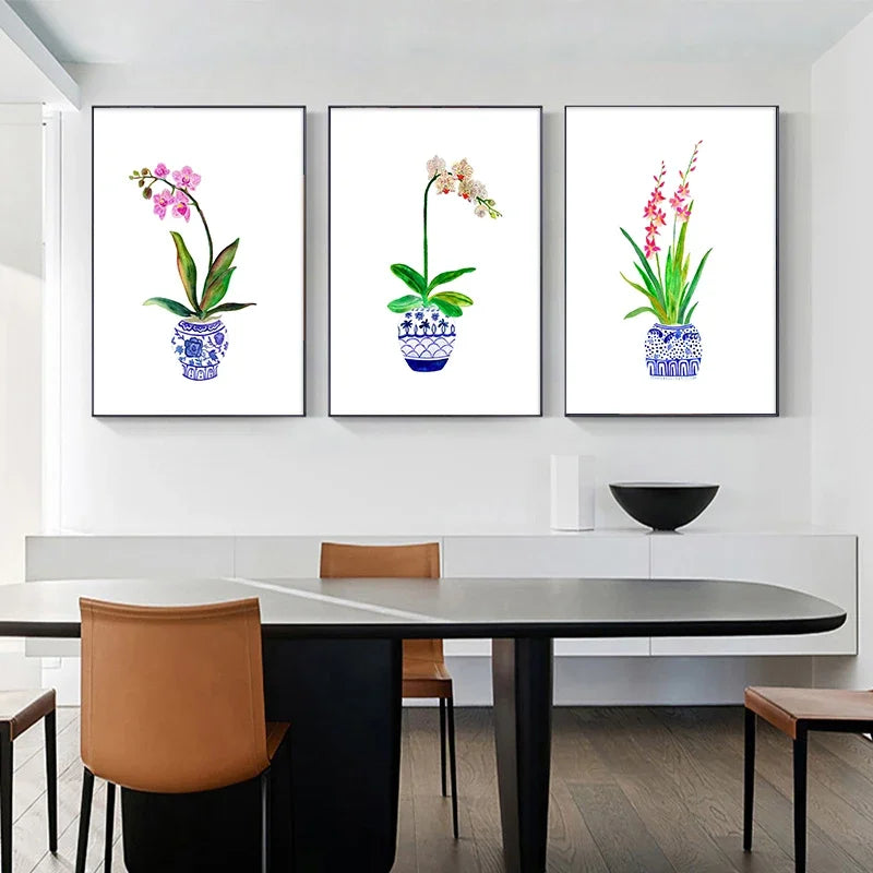 vase aquarelle art mural nordique pour décoration intérieure - vue 6 sur 7