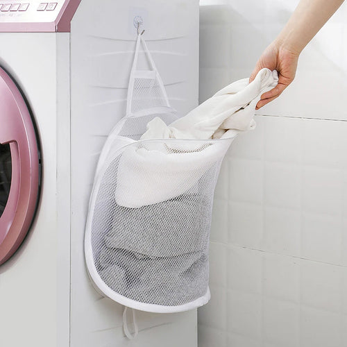 panier à linge pliable mural sac de rangement en filet portable - vue 6 sur 8