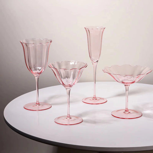 Verre vin vintage motif fleurs style cristal