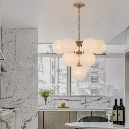 lustre design en cuivre et verre nordique moderne - vue 3 sur 9