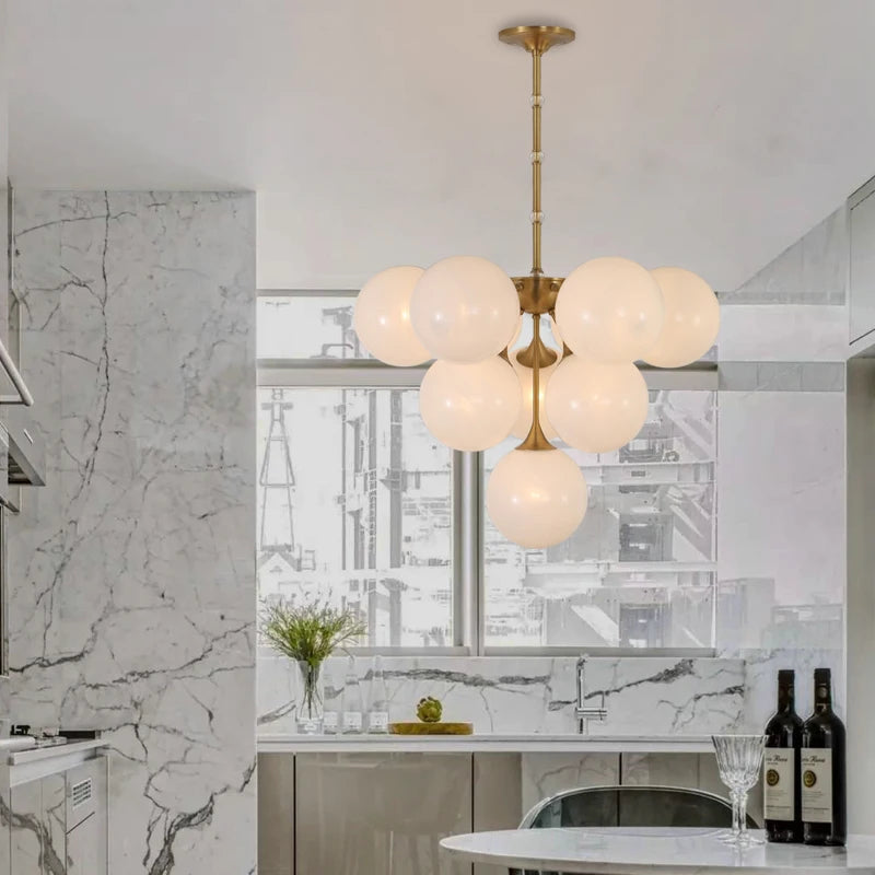 lustre design en cuivre et verre nordique moderne - vue 3 sur 9