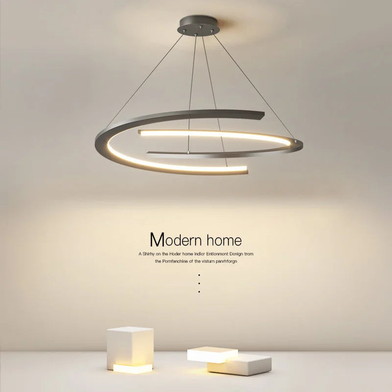 double demi-cercle led suspension style salon nordique minimaliste