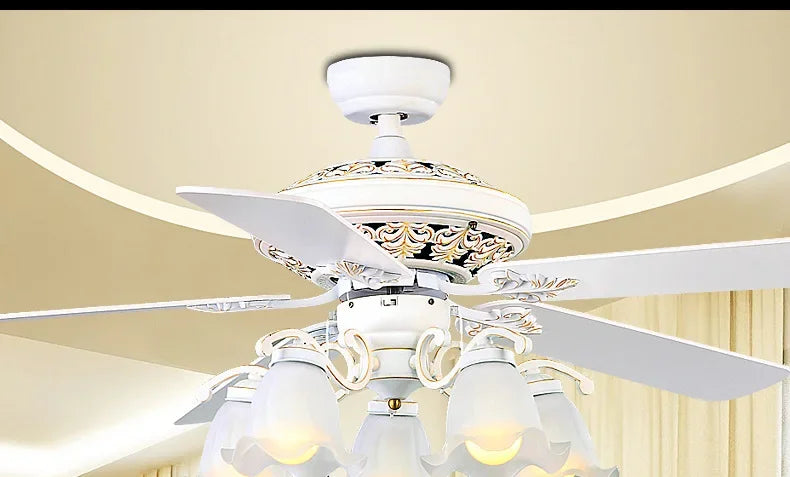 plafonnier ventilateur en bois rétro avec lumière et télécommande - vue 7 sur 7