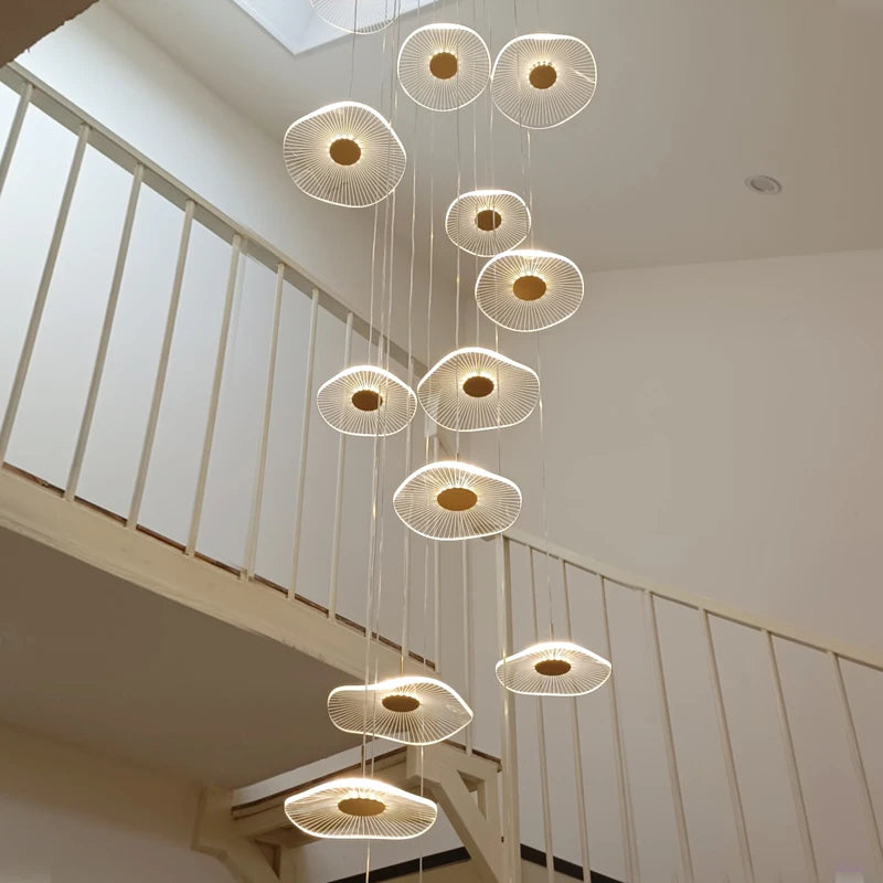 Lustre Villa Moderne Minimaliste Luxe Créatif Tournant Escalier Long