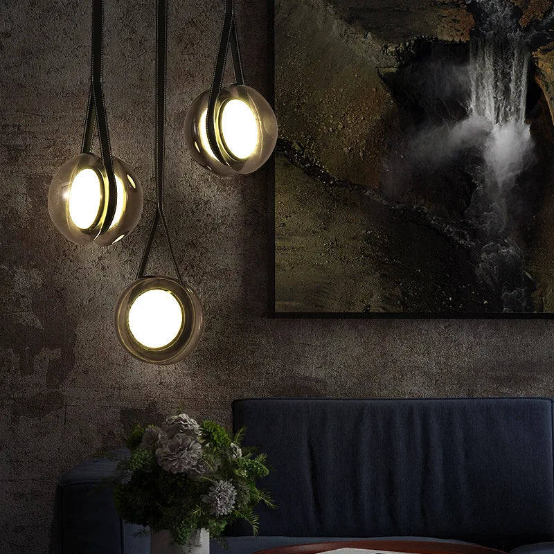 lustre créatif yoyo design nordique en verre pour décoration moderne - vue 3 sur 9