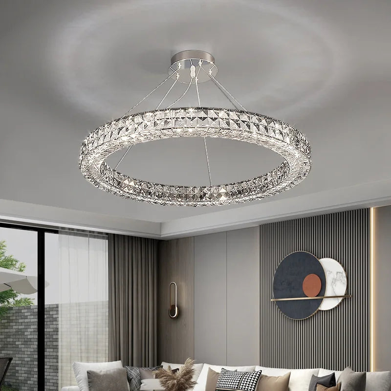 lustre suspendu en cristal design luxe nouvelle collection - vue 3 sur 14