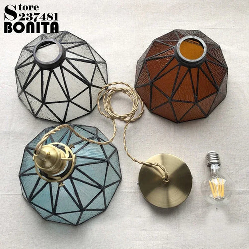 suspension en verre pur avec design ondulé en cuivre - vue 3 sur 9