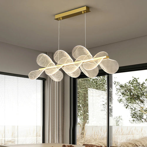 lustre en acrylique avec anneau doré à intensité variable  livraison directe - vue 3 sur 10
