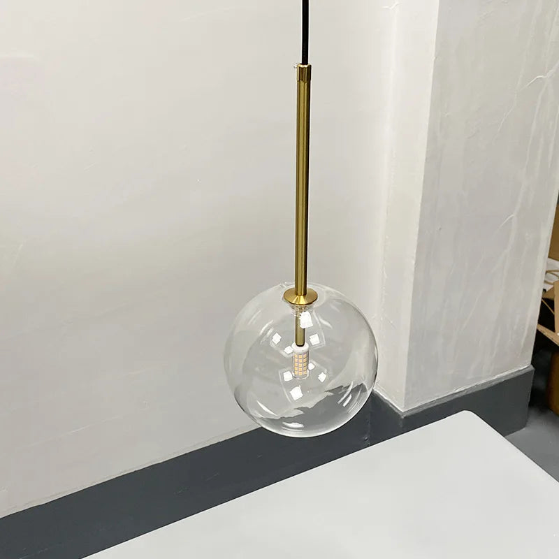 LED moderne Lustre nordique lampes suspendues Lustre luminaire boule de verre abat-jour chambre salle à manger lampe suspendue Restaurant
