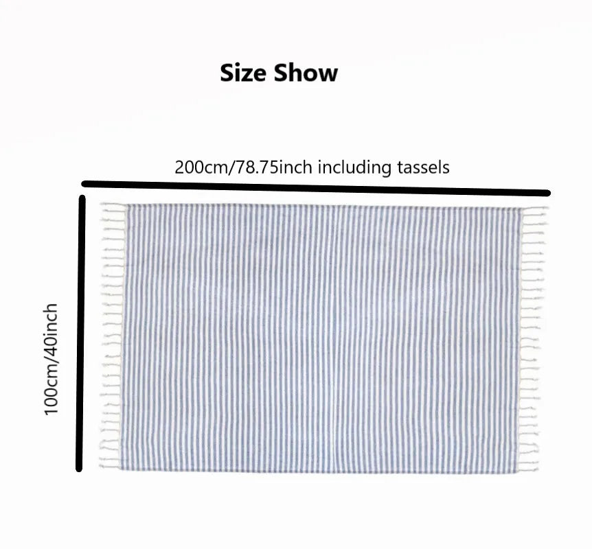 serviette de plage turque extra large rayee frangee - vue 3 sur 7