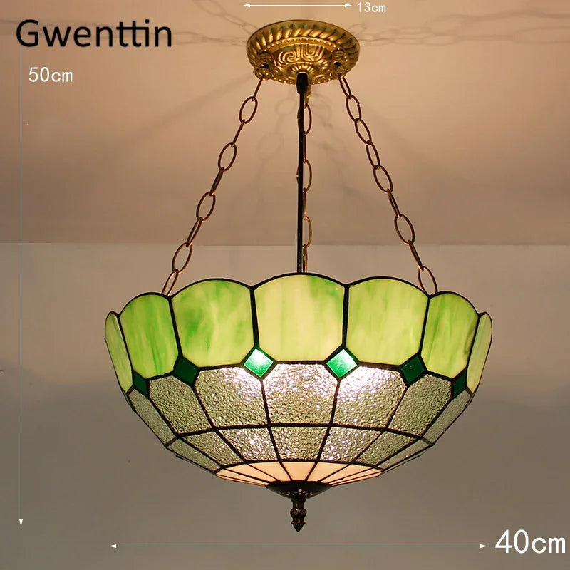 suspension en verre teinté style tiffany pour décoration intérieure - vue 12 sur 26