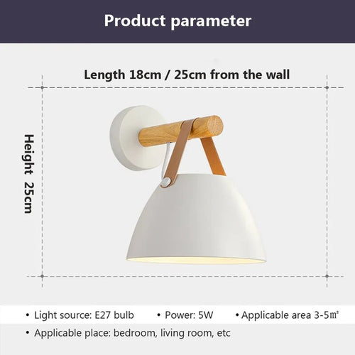Applique murale en bois Led de style Nordique