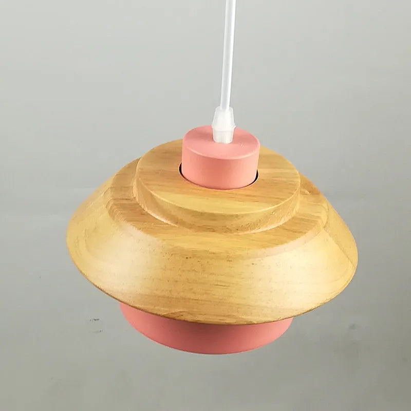 Sweet Home Macaron couleur LED fer bois Suspension Luminaire Lustre suspendu lumières intérieur Lustre lampes plafond décoration