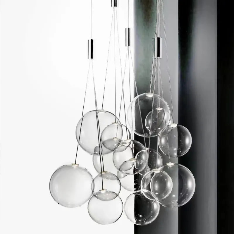 Suspension boule de verre Led moderne pour cuisine salle à manger chambre suspension Design Chrome décor à la maison lustres de restaurant