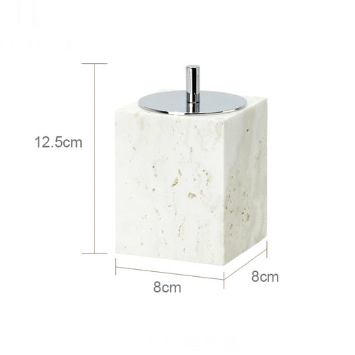ensemble daccessoires en travertin beige pour salle de bain