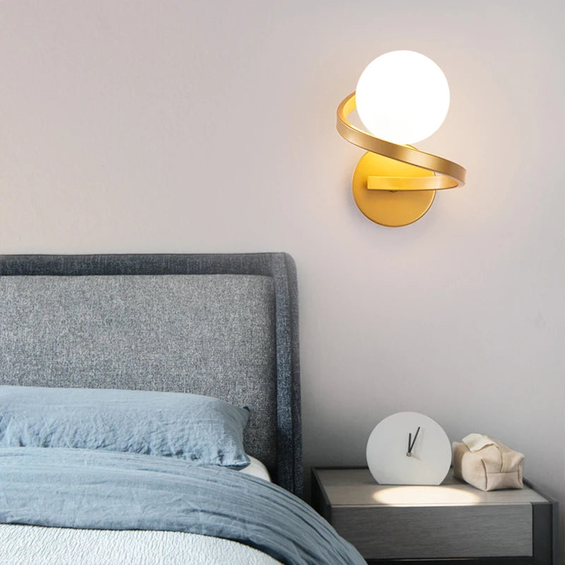 applique murale led boule de verre givré pour intérieur