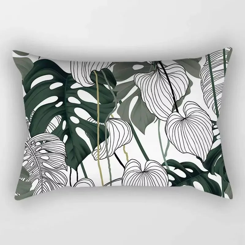 housse de coussin rectangulaire à motif fleurs tropicales 30 x 50 cm
