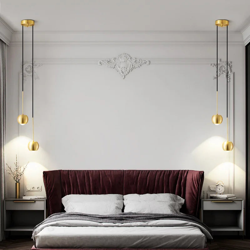 lustre en cuivre simple projecteur suspendu atmosphère lumineuse
