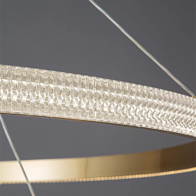 lustre à anneaux en cuivre réglable pour - vue 6 sur 15