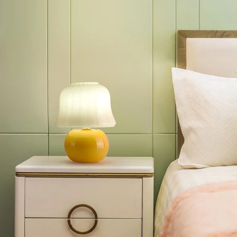 lampe de chevet en verre champignon faite à la main pour décoration chaleureuse - vue 5 sur 7