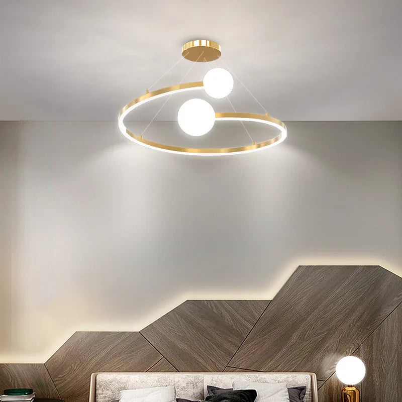 lustre nordique simple anneau led éclairage intérieur décoratif - vue 3 sur 8