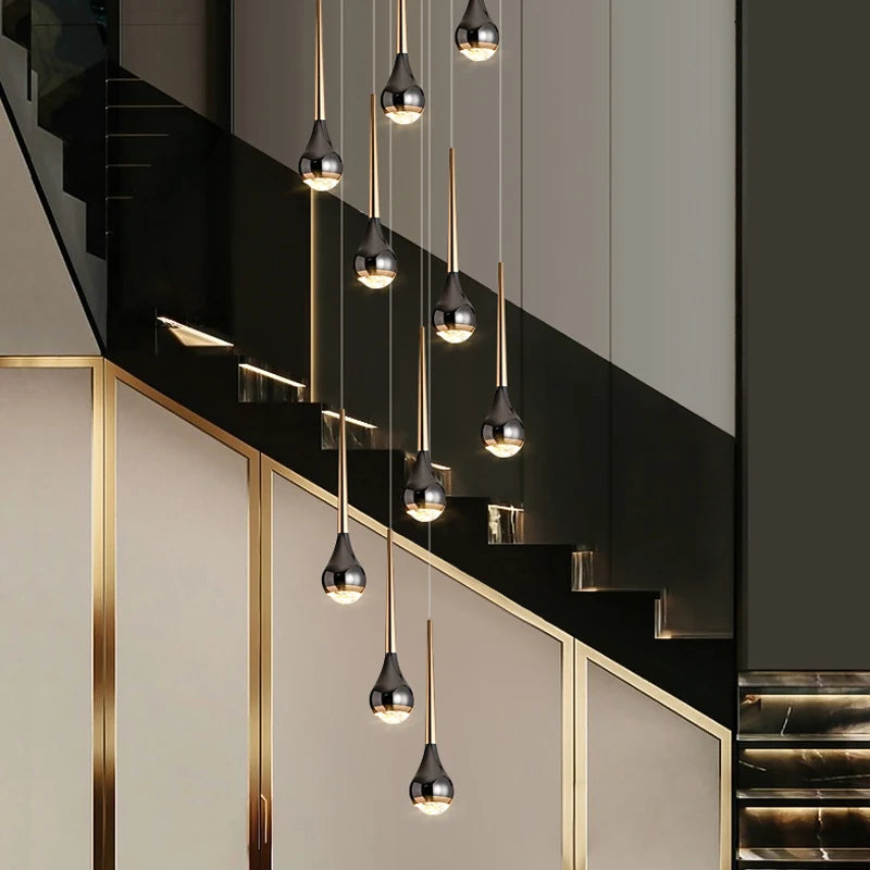 lustre long nordique moderne creux idéal pour loft hôtel appartement - vue 4 sur 16