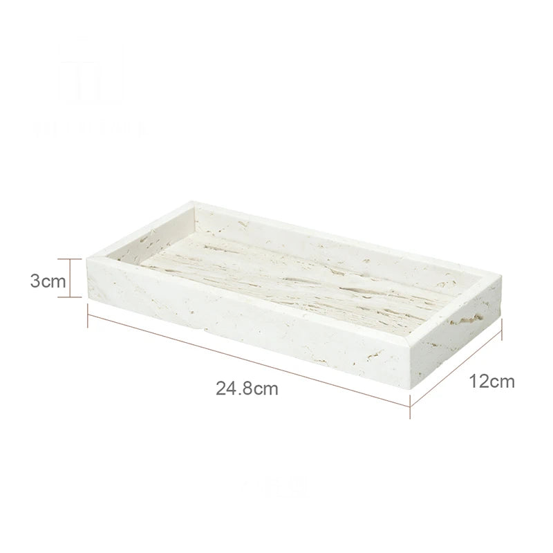 ensemble daccessoires en travertin beige pour salle de bain - vue 13 sur 20