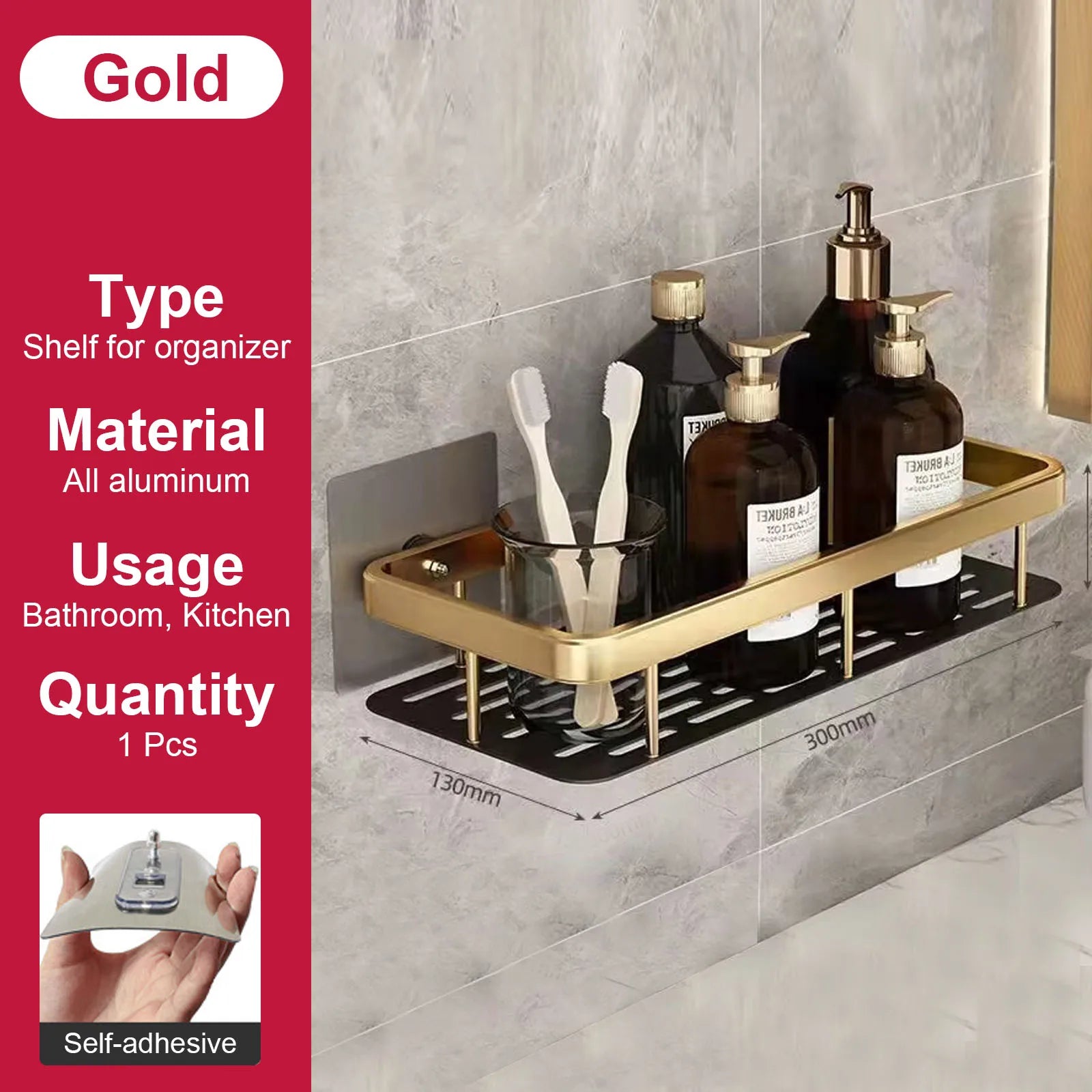 etagère murale sans perçage pour rangement de salle de bain et cuisine - vue 22 sur 30