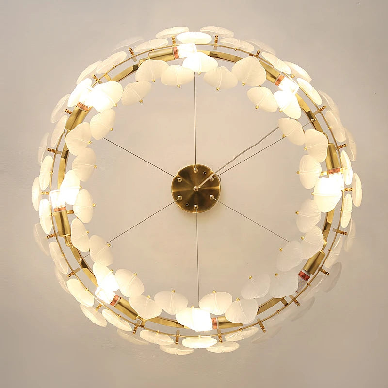 Feather Glass Led Chandelier Pendant Lights Suspension Hanging Lamp for Living Room Bedroom - vue 6 sur 12