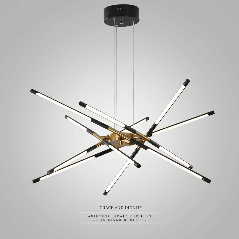 Lustre Nordique LED Lampe pour La Maison Salon Salle À Manger Cuisine Chambre Moderne Noir Or Loft Villa Luminaire Suspendu