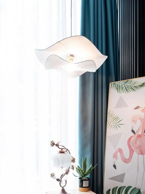 lustre Design nordique tissu LED lumières chambre salon salle à manger décoration maison fleur - vue 6 sur 7