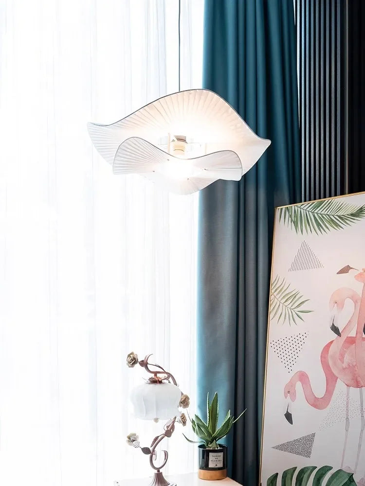 lustre Design nordique tissu LED lumières chambre salon salle à manger décoration maison fleur