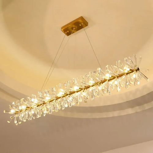 Lustre en cristal de fleur moderne Suspension lustres LED de luxe pour salon 60 80 100 cm anneaux suspendus suspension - vue 10 sur 16
