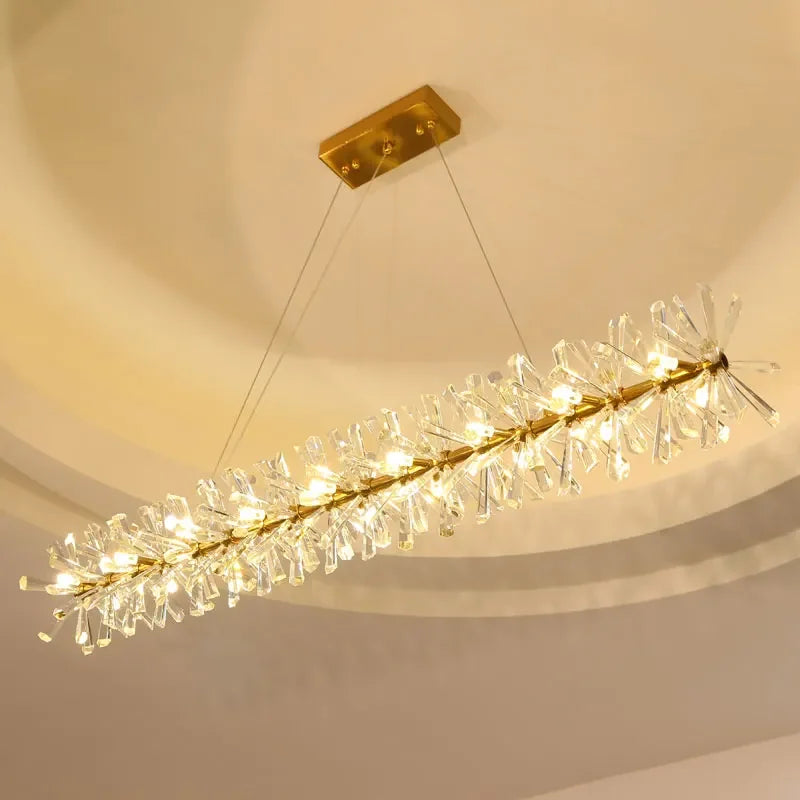 Lustre en cristal de fleur moderne Suspension lustres LED de luxe pour salon 60 80 100 cm anneaux suspendus suspension - vue 10 sur 16