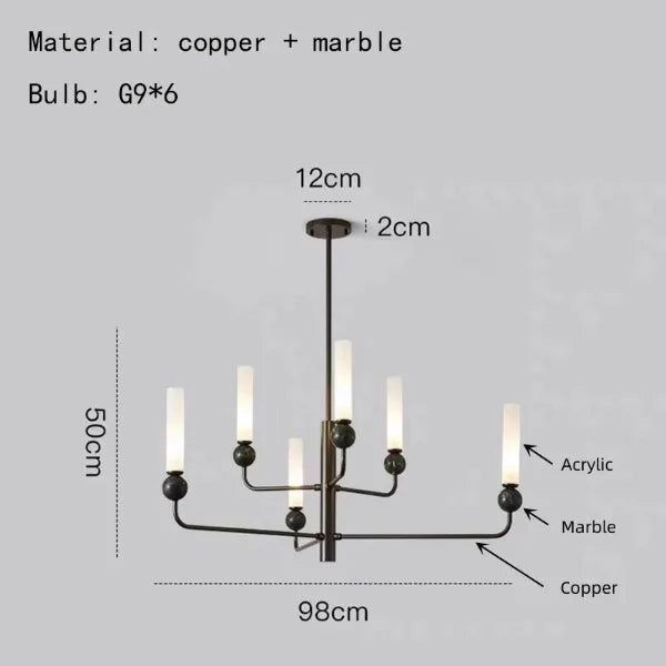suspension en marbre et cuivre pour éclairage intérieur moderne