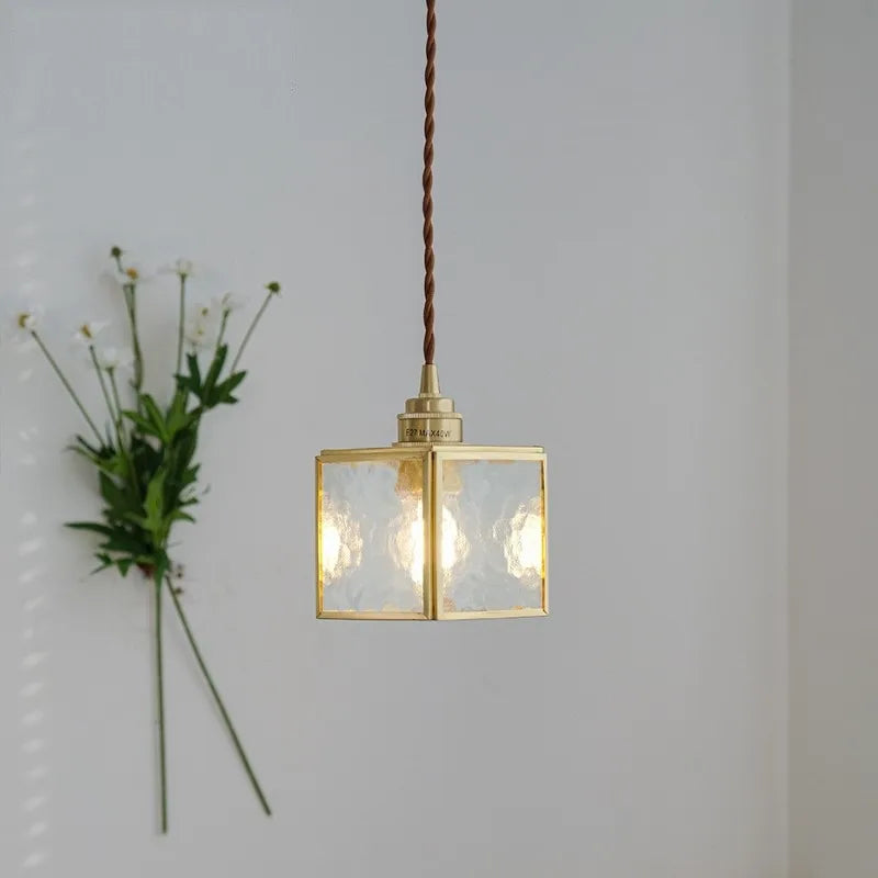 suspension vintage en cuivre avec verre pour éclairage intérieur - vue 5 sur 9